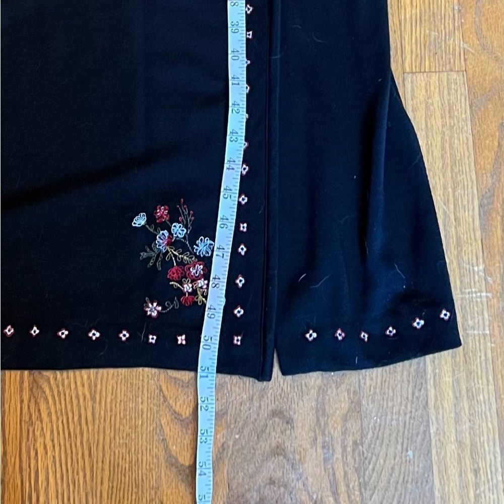 Vintage Garnet Hill Black Floral Embroidered Wool Dress, Size 14 Petite - Picture 16 of 16